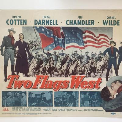 Two Flags West original 1950 vintage lobby card