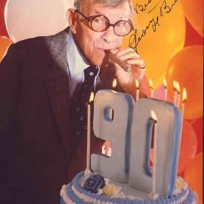 George Burns signed 90th Birthday party signed photo