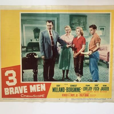3 Brave Men original 1956 vintage lobby card