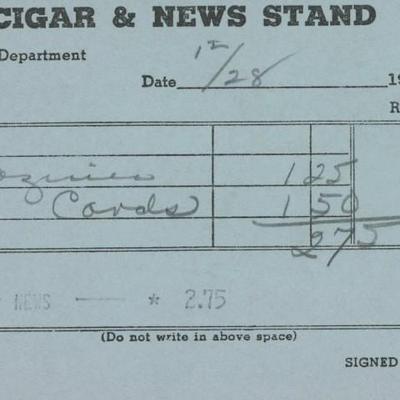 Mrs Desi Arnaz signed receipt