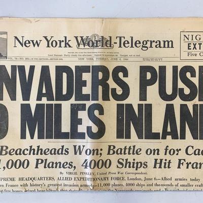 New York World-Telegram Original 1944 Vintage Newspaper