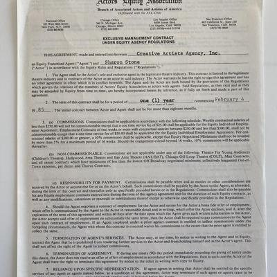 Sharon Stone signed document