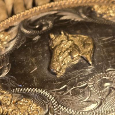 Horse Head and Floral Belt Buckle