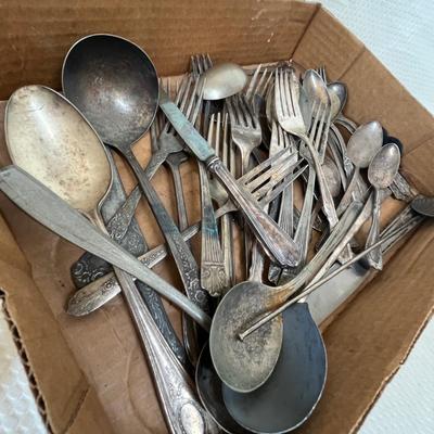 Box of silver plate & other