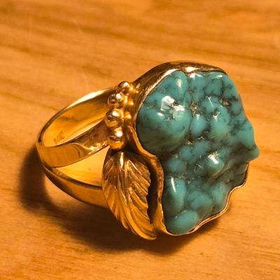 14kt. GOLD & Royston Turquoise Ring