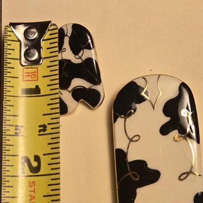 Handpainted Ceramic Boot Brooch and Earrings