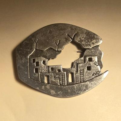 J.J. Pewter Pueblo Brooch