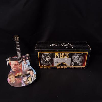 ELVIS A LEGEND IN LIGHTS GUITAR AND 2 COFFEE MUGS