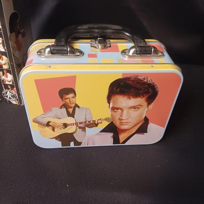 2 TIN ELVIS BOXES, WACKY WOBBLER & 3 CLOTH MASKS