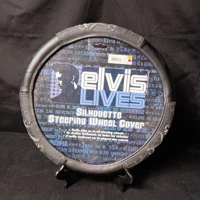 ELVIS LIVES SILHOUETTE STEERING WHEEL COVER