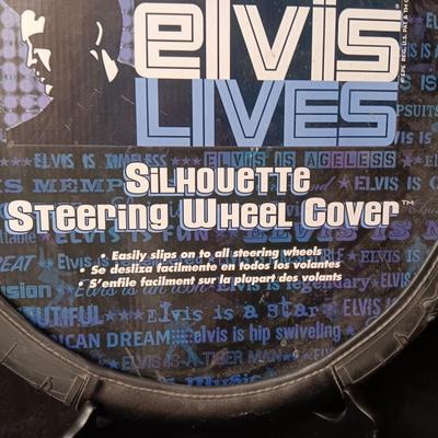 ELVIS LIVES SILHOUETTE STEERING WHEEL COVER