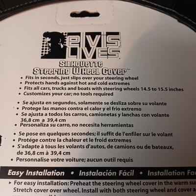 ELVIS LIVES SILHOUETTE STEERING WHEEL COVER