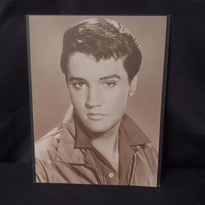 LARGE ELVIS TIN AND PHOTO