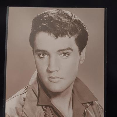 LARGE ELVIS TIN AND PHOTO