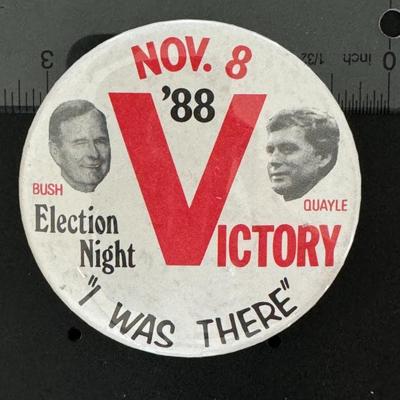 Election Night 88 Bush and Quayle Victory pin