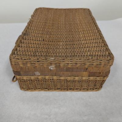 Antique Rattan Picnic Basket