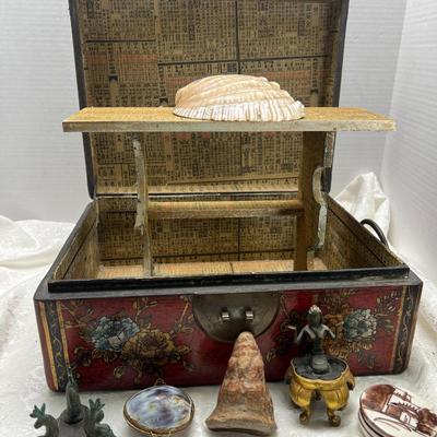 Red Asian display box with inner papered rack