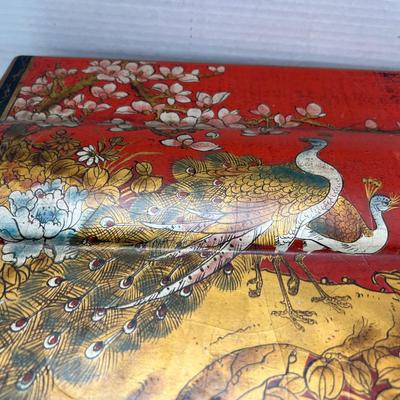 Red Asian display box with inner papered rack