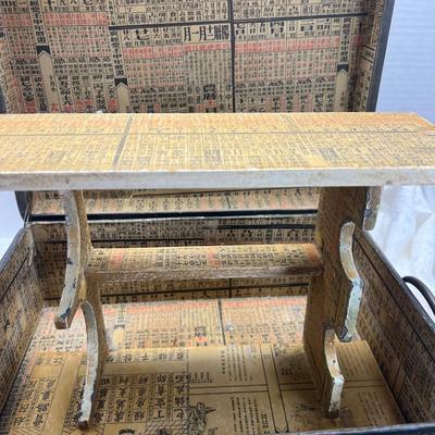 Red Asian display box with inner papered rack