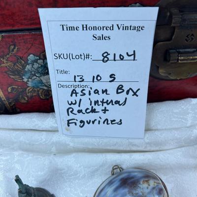 Red Asian display box with inner papered rack