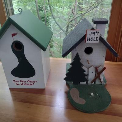 Pair of Custom-Built Golf Themed Bird Houses