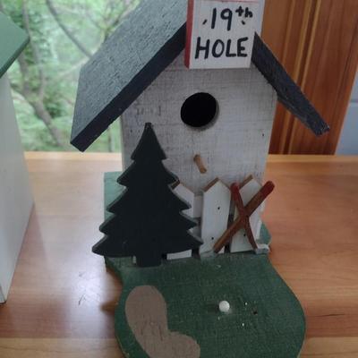 Pair of Custom-Built Golf Themed Bird Houses