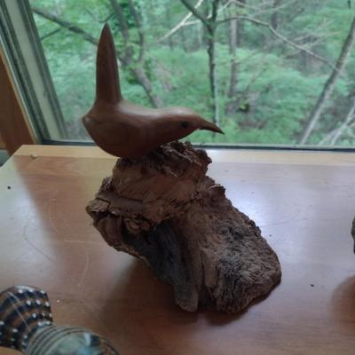 Hand Carved Wooden Bird Figurines