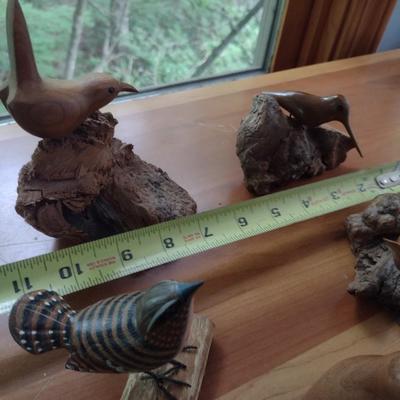 Hand Carved Wooden Bird Figurines