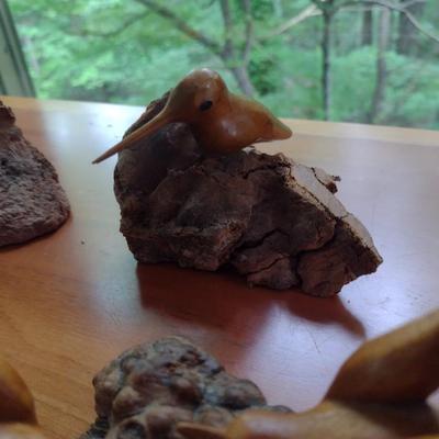 Hand Carved Wooden Bird Figurines