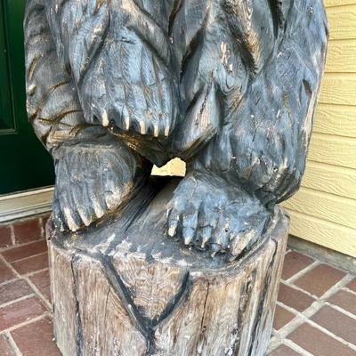 Solid Wood Hand Carved Bear