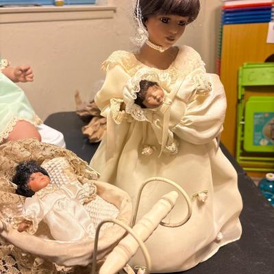 Mother with two babies and
