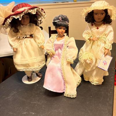Three fancy dressed dolls J Misa Collection
