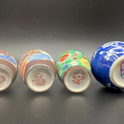 Hand Painted Mini Vases and Blue & White Porcelain Vase