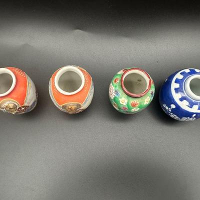 Hand Painted Mini Vases and Blue & White Porcelain Vase