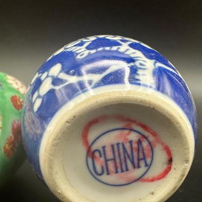 Hand Painted Mini Vases and Blue & White Porcelain Vase