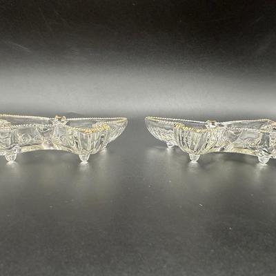 Jeanette Glass Butterfly Divided Cigarette Box & (2) Ashtrays/Dishes