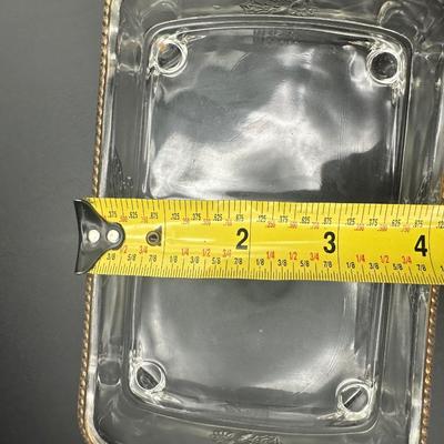 Jeanette Glass Butterfly Divided Cigarette Box & (2) Ashtrays/Dishes