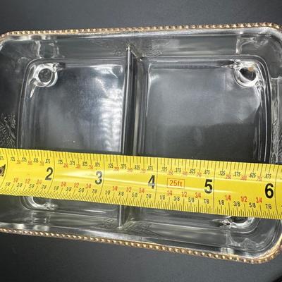 Jeanette Glass Butterfly Divided Cigarette Box & (2) Ashtrays/Dishes
