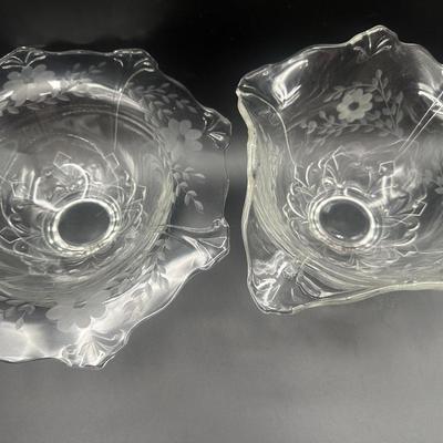 Vintage Indiana Glass Double Fleur de Lis (2)
