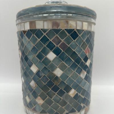 Mosaic Glass Decorative Jar w/ Lid