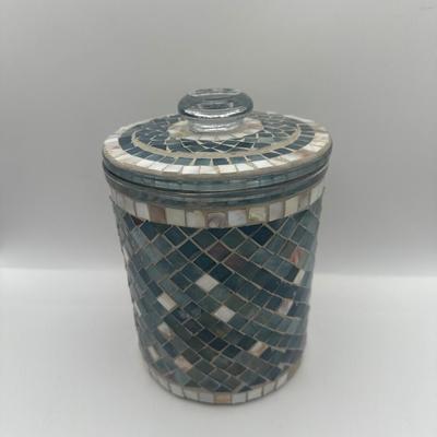 Mosaic Glass Decorative Jar w/ Lid