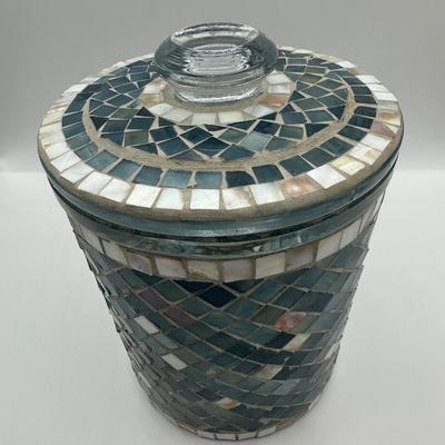 Mosaic Glass Decorative Jar w/ Lid