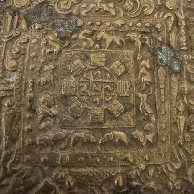 Antique Tibetan Brass Melong Astrological Pendant