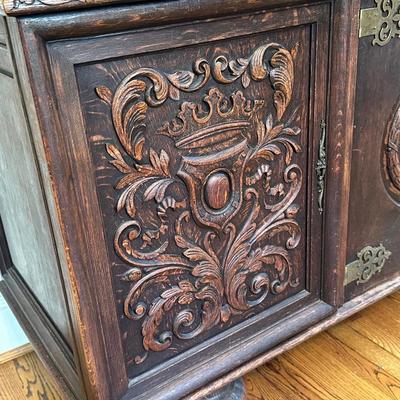 Lot 12: Antique Spanish Sideboard Buffet