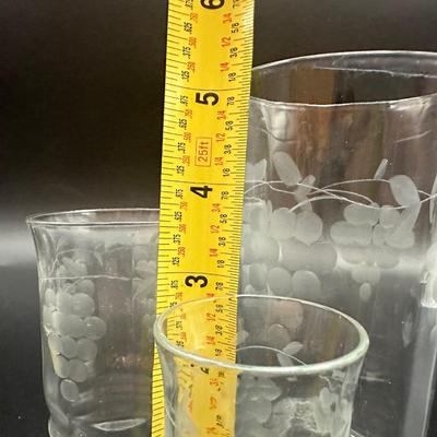 Vintage Etched Grape Clusters Glass Set (28)