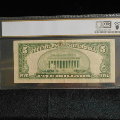 1953 B 5 Dollar Silver Certificate Graded Very Fine 30