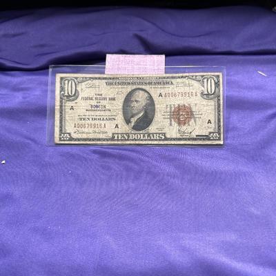 1929 National Currency 10 Bill