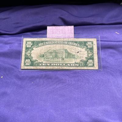 1929 National Currency 10 Bill