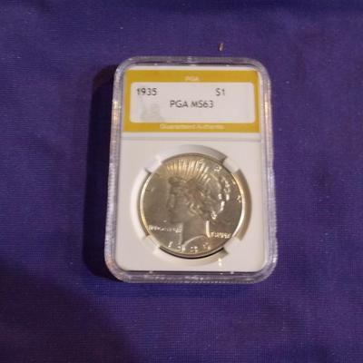 1935 Peace Dollar Graded MS63 (PCGS Est. 325)