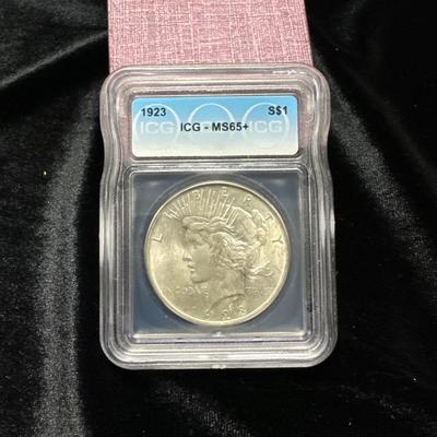 1923 Peace Dollar Graded MS 65+ (PCGS Est. 800)